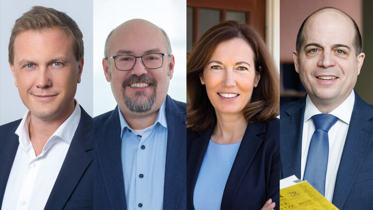Das Konsortium der UBIT Wien: v.l.n.r.: Martin Puaschitz, Obmann der Fachgruppe / Rüdiger Linhart, Berufsgruppensprecher IT / Elisabeth Babnik, Berufsgruppensprecherin Unternehmensberatung / Thomas Stefan Wurst, Berufsgruppensprecher Buchhaltung