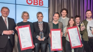 Mag. Roland Weinert (BMAW), Vertreterinnen und Vertreter von AANDRS, ÖBB-Werbung, ÖBB-Holding und PPMNEXT Film.