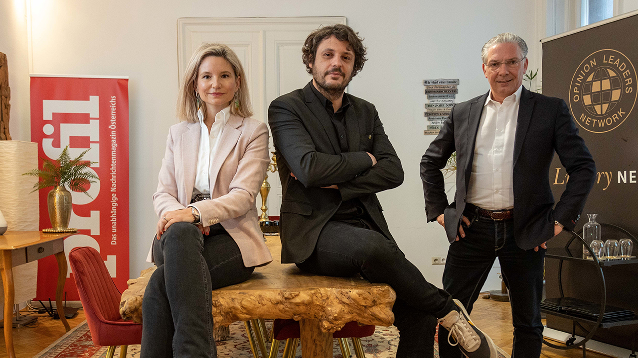Julia Weninger, Chefredakteurin Leadersnet Österreich, Alexander Schöpf, Chefredakteur Leadersnet Deutschland und Paul Leitenmüller, CEO der Agentur Opinion Leaders Network.